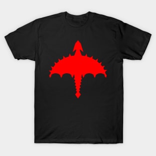 Red Abstract Digital Cyber Heavy Metal Dragon Design T-Shirt